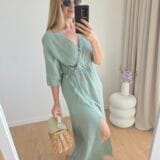 Sukienka muślinowa Laura oliwkowa 1 La Virelle | Unikatowy Butik Odzieżowy dla Kobiet online